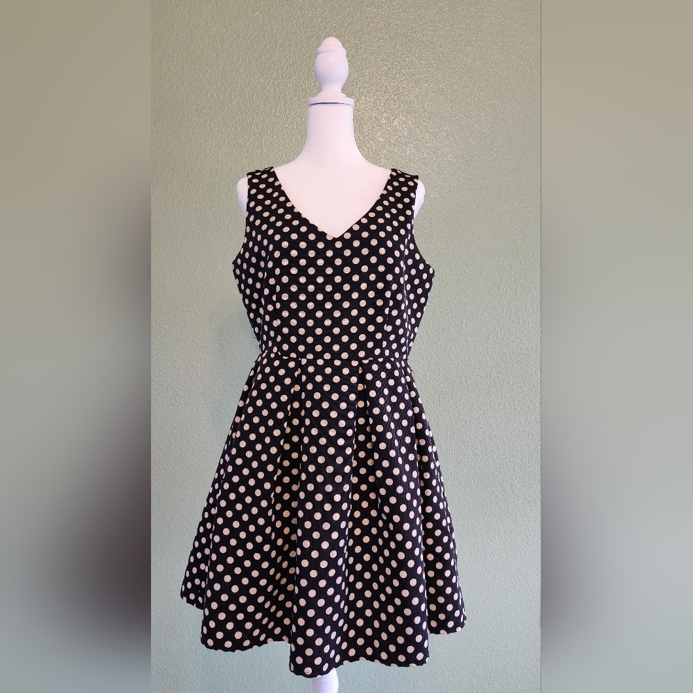 ModCloth x Pink Owl Apparel retro polka dot black white dress M